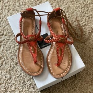 Dolce Vita Red Orange Leather Keoni Sandals